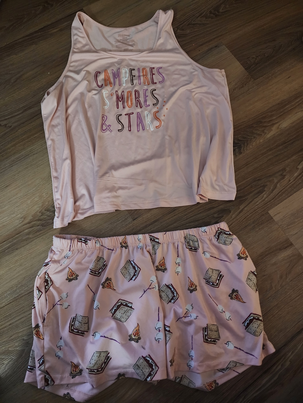 Source Unknown Pink 'Campfires S'mores & Stars' Tank + Shorts Pajama Set